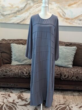 Women's Slate Blue Long Sleeve Maxi Dress